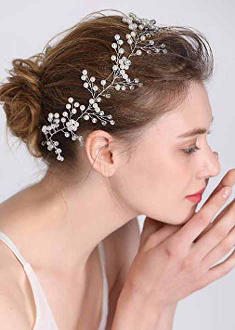 FXmimior Bridal Wedding Headpiece Hair Vine Crystals Rhinestone Headband Tiara Wedding Party Evening Hair Accessory  gold
