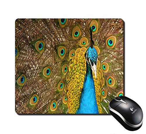 Mouse Pad Blue Peacock Design Rectangular Mousepad