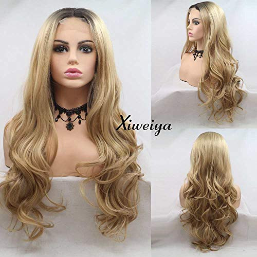 Xiweiya Long Blonde Wavy Wig long Soft Synthetic lace Front Wigs U Part for Women Drag Queen with Heat Resistant Fiber Hair Replacement Wig Long Blonde Hair Middle Part 24 inch Xiweiya Long Blonde Wavy Wig long Soft Synthetic lace Front Wigs U Part for Women Drag Queen with Heat Resistant Fiber Hair Replacement Wig Long Blonde Hair Middle Part 24 inch