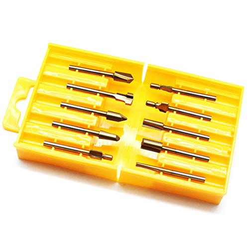 Dasunny 10Pcs Router Bits Set with 1 8  3mm  Shank Titanium Coated Milling Cutter for Drilling DIY Woodworking Carving Engraving