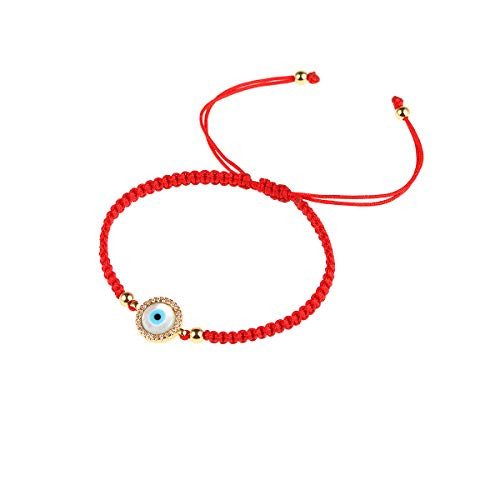 CEYIYA Evil Eye Bracelet Gold Plated   Faith Protection Lucky Jewelry for Women and Girls   Dainty Charm Adjustable Bracelet with CZ for Mom