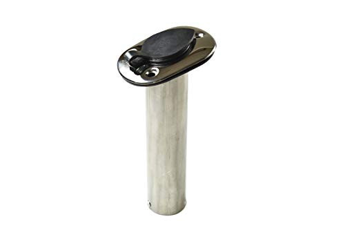 MARINE CITY Marine Stainless Steel Flush Mount Rod Holder with Rubber Cap Liner and Gasket  15 Degree  1Pcs