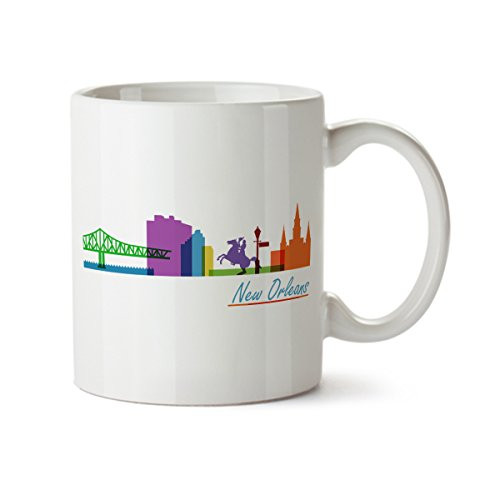 New Orleans City Porcelain Coffee Mug - 11oz - Great Gift for Boyfriend, Family and Friends