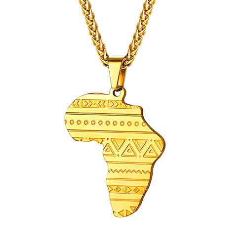 U7 Africa Map Pendant 18K Gold Plated Chain Vintage Ethnic Symbol Pattern African Necklace Hip Hop Jewelry for Men Women U7 Africa Map Pendant 18K Gold Plated Chain Vintage Ethnic Symbol Pattern African Necklace Hip Hop Jewelry for Men Women
