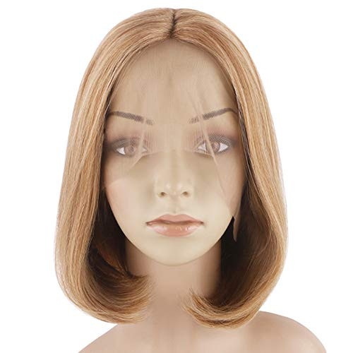 BECUS Strawberry Blonde Shoulder length Bob Wig Lace Front Middle Part Silky Straight Heat Resistant Synthetic Wigs for Women with Free Wig Cap 12 inches BECUS Strawberry Blonde Shoulder length Bob Wig Lace Front Middle Part Silky Straight Heat Resistant Synthetic Wigs for Women with Free Wig Cap 12 inches
