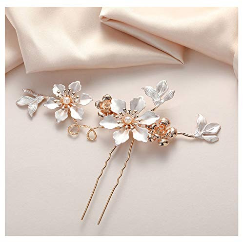 SWEETV Gold Wedding hair pin Handmade Bridal Hairpin Gold Wedding Hair Accessories for Brides SWEETV Gold Wedding hair pin Handmade Bridal Hairpin Gold Wedding Hair Accessories for Brides