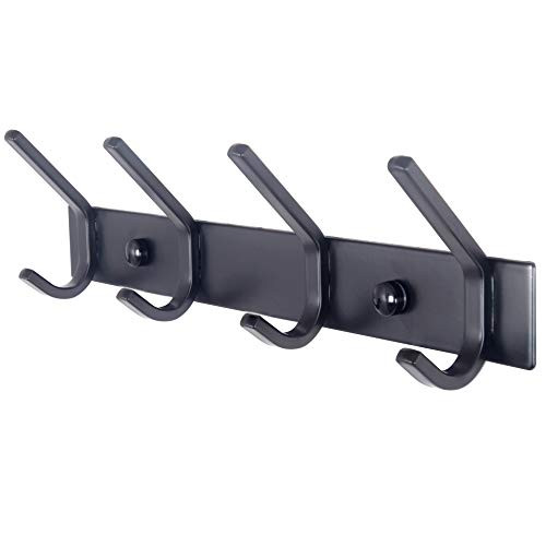 WEBI Coat Rack Wall Mounted4 Coat Hooks for Hanging CoatsHeavy Duty Metal Hook Rack Hook Rail Wall Coat Rack with Hooks Coat Hanger Wall Mount for Clothes Entryway JacketC CBG04Black
