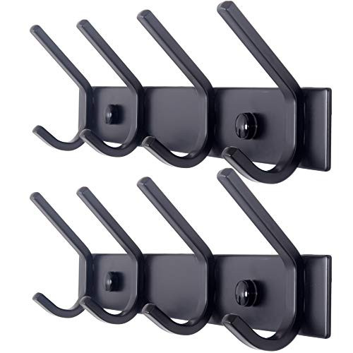 WEBI Coat Rack Wall Mounted4 Coat Hooks for Hanging CoatsHeavy Duty Metal Hook Rack Hook Rail Wall Coat Rack with Hooks Coat Hanger Wall Mount for Clothes Entryway JacketC CBG04Black2 Packs