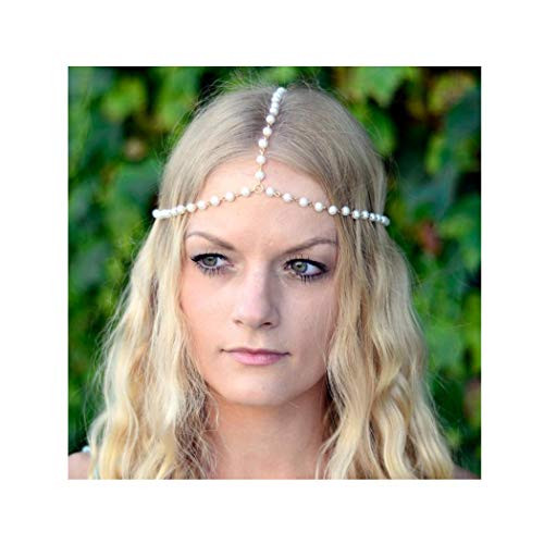 Campsis Festival Pearl Head Chain Gold Gyspy Headpiece Decorative Jewelry Hair Accessories for Women and Girls Campsis Festival Pearl Head Chain Gold Gyspy Headpiece Decorative Jewelry Hair Accessories for Women and Girls