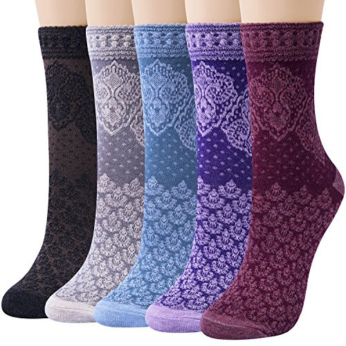 Chalier 5 6 Pairs Womens Funny Socks Vintage Cotton Crew Patterned Socks Novelty Fun Socks for Women Chalier 5 6 Pairs Womens Funny Socks Vintage Cotton Crew Patterned Socks Novelty Fun Socks for Women