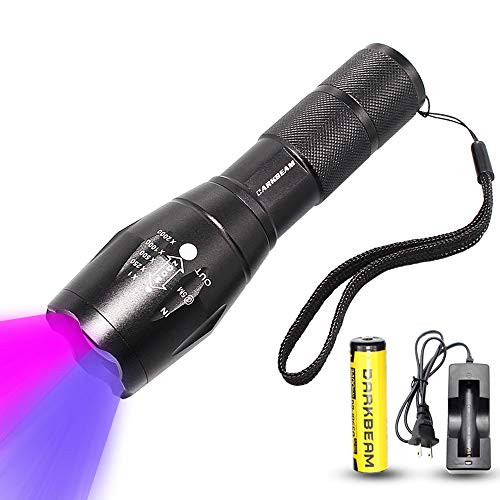 Black Light Flashlight LED 395nm Rechargeable Handheld Flashlights Zoomablle 365nm Double Lamp Blacklight