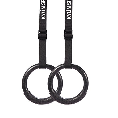 KYLIN SPORT Gymnastic Rings with Adjustable Straps Heavy Duty Exercise Gym Rings for Pull Ups and DipsCross Training WorkoutStrength Training Fitness  ABS with rubber grip
