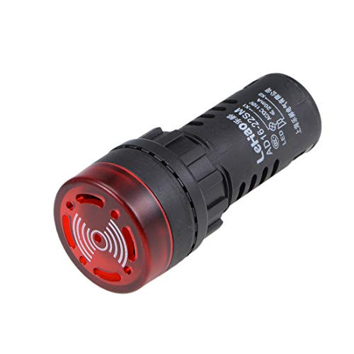 uxcell Red Indicator Light with Buzzer AC DC 110V 22mm Panel Mount Flashing Alarm for Electrical Control Panel HVAC DIY Projects