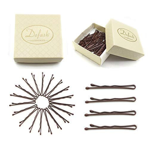 Dofash 100Pcs Bobby Pins Hair Pins Steel Hair Clips 35Cm 138  Hair Accessories With Gift Box For Girls  Brown
