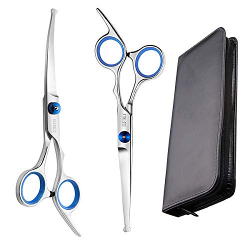 Elfirly Dog Grooming Scissors Set with Safety Round Tip 2 Pack Curved Scissors Straight Scissors for Grooming Pet Grooming Shears for Dogs and Cats
Elfirly Dog Grooming Scissors Set with Safety Round Tip 2 Pack Curved Scissors Straight Scissors for Grooming Pet Grooming Shears for Dogs and Cats