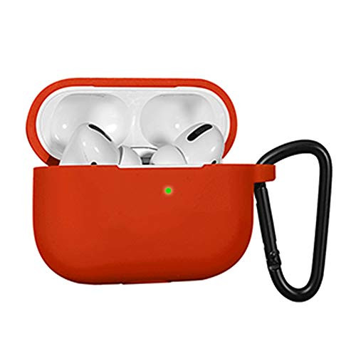 FCXJTU AirPods Pro Case Cover Soft Silicone Shock   Scratch proof Durable Protective Cover with Hinge Keychain Front LED Visible Wireless Charging Support Compatible with Apple Airpods Pro Case  Red