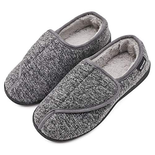 MediFeet Women s Furry Memory Foam Diabetic Slippers Extra Wide Width Adjustable Winter Edema House Shoes for Swollen Feet