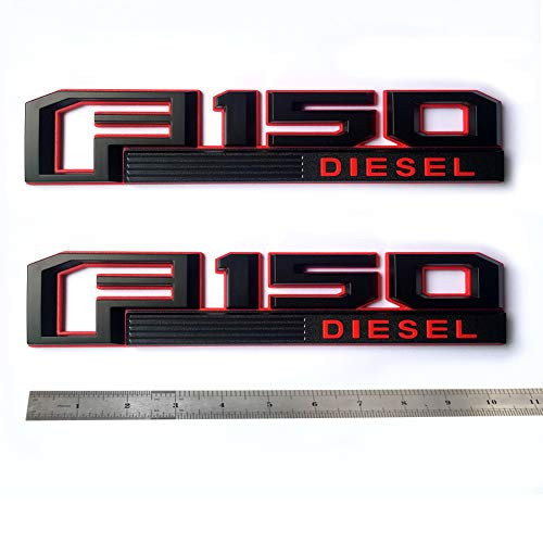 2x OEM Black F150 Diesel Emblems Side Fender Badges 3D Logo Nameplate Replacement for F 150 Genuine Parts Red