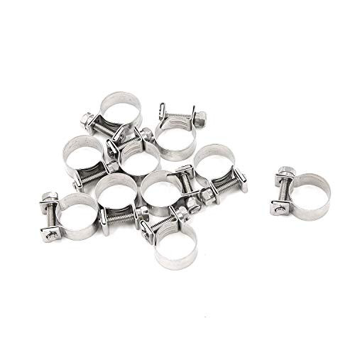 MTMTOOL Stainless Steel Fuel Injection Hose Clamps Adjustable 055  063  Range Fuel Injection Style Hose Clamp Pack of 10