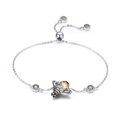 BAMOER Bee Bracelet Bee Charm Bracelet for Women 925 Sterling Silver Cute Bee Bracelet for Women Bee Jewelry Set Perfect Christmas Gifts