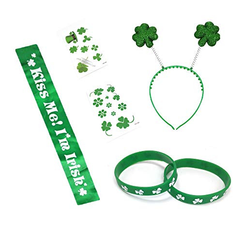 St Patrick s Day Decoration Set Shamrock headband Saint Patrick Temporary Tattoo Sticker Shamrock Bracelet St Patrick s Day Sash Irish Day Party Favors