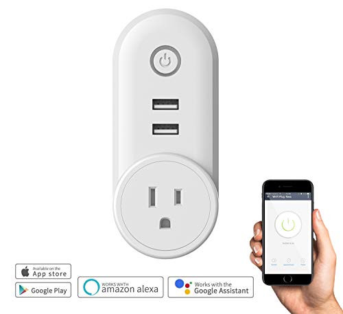 COOLOUS Smart Plug WiFi Mini Smart Outlet USB Electrical Socket APP Control Voice Control Plug Socket Timing Function Compatible with Alexa Google Home and IFTTT