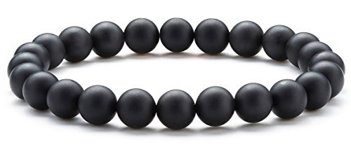Hamoery Men Women 8mm Natural Stone Beads Bracelet Elastic Yoga Agate Bracelet Bangle Matte Agate