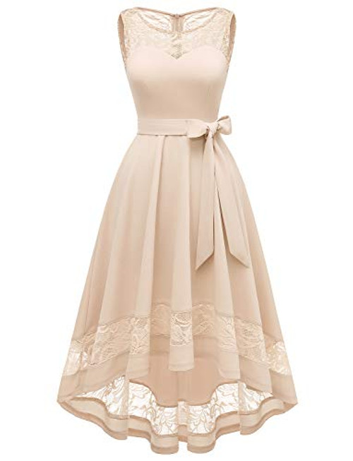 Gardenwed Women s Vintage Floral Lace Cocktail Formal Swing Dress Hi Lo Bridesmaid Dresses Homecoming Dress for Party Champagne L Gardenwed Women s Vintage Floral Lace Cocktail Formal Swing Dress Hi Lo Bridesmaid Dresses Homecoming Dress for Party Champagne L