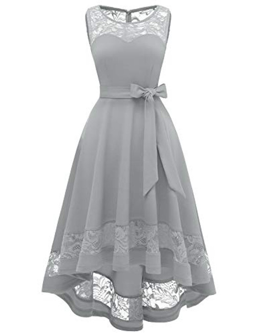 Gardenwed Women s Vintage Floral Lace Cocktail Formal Swing Dress Hi Lo Bridesmaid Dresses Homecoming Dress for Party Grey S Gardenwed Women s Vintage Floral Lace Cocktail Formal Swing Dress Hi Lo Bridesmaid Dresses Homecoming Dress for Party Grey S