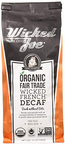 Wicked Joe Organic Coffee French Decaf, Whole Bean, 12 Ounce
