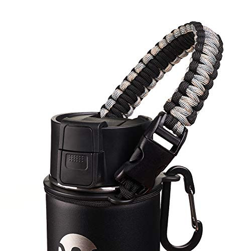 WaterFit Paracord Handle   Paracord Carrier Survival Strap Cord with Safety Ring and Carabiner Compatible with Hydro Flask Wide Mouth Water Bottles 12oz   64 oz