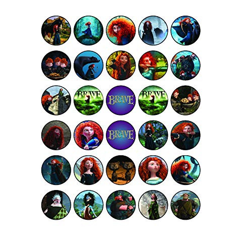 30 x Edible Cupcake Toppers  Brave Princess Themed Collection of Edible Cake Decorations   Uncut Edible Prints on Wafer Sheet