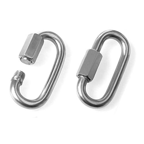 Lependor 10mm 037  Quick Link Oval Carabiner Chain Zinc Plated Steel D Shape Locking Carabiner Quick Link Chain Connector Keychain Buckle   2 Pcs M10  3 8