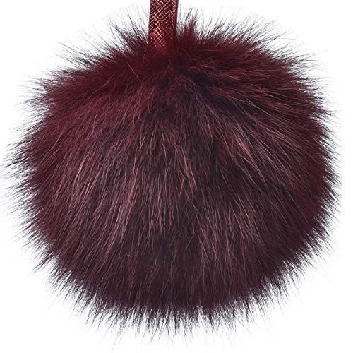 Rabbit Fur Ball Pom Pom Keychain Puff Ball Keyring Cityelf Fluffy Accessories Car Bag Charm  WINE LARGE