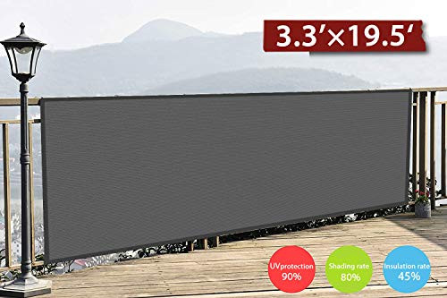 LOVE STORY 33  x 195  Balcony Deck Privacy Screen Cover UV Protection Weather Resistant 33 FT Height Charcoal Shield 88