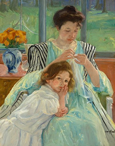 Get Custom Art Mary Cassatt   Young Mother Sewing Size 18x24 Non Canvas Poster Print