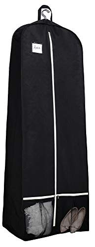 SLEEPING LAMB 72  Bridal Wedding Gown Dress Garment Bag 15  Gusseted Garment Cover Shoe Pockets Travel Garment Storage Bag for Prom Evening Gowns Black