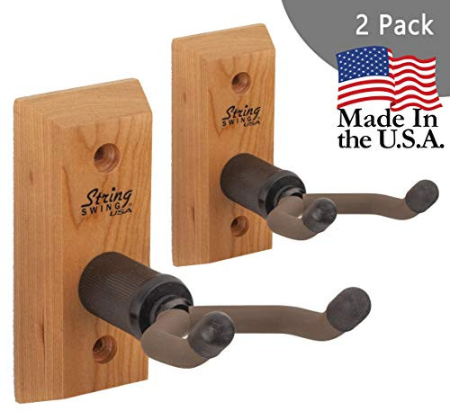 Ukulele Hanger Wooden Wall Mount Made in the USA or Mandolin Hanger   Cherry Hardwood   by String Swing CC01UK C2  2 Pack