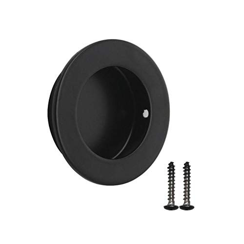 Black Flush Pull Sliding Closet Door Finger Pull Recessed Kitchen Cabinet Handles Pull 2  Diameter Round Flush Pull Handle for Sliding Doors Cabinets Closet and Drawers