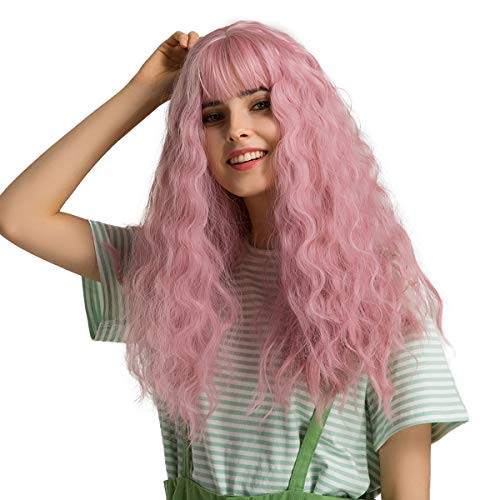 Long Wavy Wig GLAMADOR Women s Lovely Pink Wig with BangsLong Fluffy Curly Wace Hair WigSynthetic Full Replacement Wigs Heat Resistant Fiber Synthetic Cosplay Dating Dress Party Daily Use Wigs 20 Long Wavy Wig GLAMADOR Women s Lovely Pink Wig with BangsLong Fluffy Curly Wace Hair WigSynthetic Full Replacement Wigs Heat Resistant Fiber Synthetic Cosplay Dating Dress Party Daily Use Wigs 20