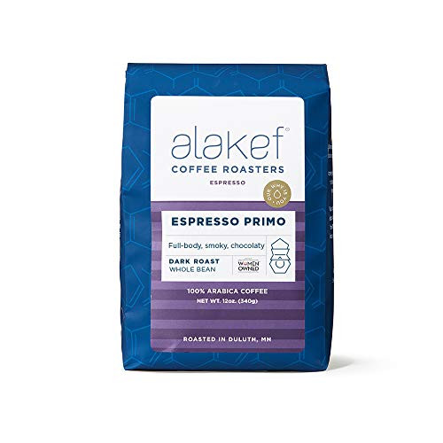 Alakef Coffee Roasters Espresso Primo Whole Bean, Dark Roast, 100% Arabica, 12 oz Bag