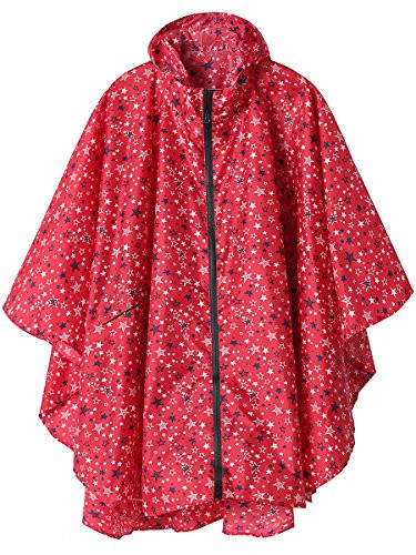 Rain Poncho Jacket Coat for Adults Hooded Waterproof with Zipper Outdoor