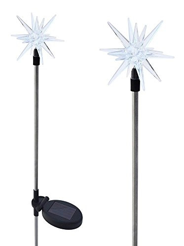 Solar Powered Starburst Garden Stake Backyard Color Change Lights  Set of 2