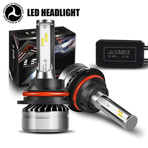 AUSI 9004 HB1 High Beam Low Beam LED Headlight Bulbs Adjustable D6 Series Super CSP Chips Conversion Kit 6000K Cystal White  2 Pack  DOT Certified