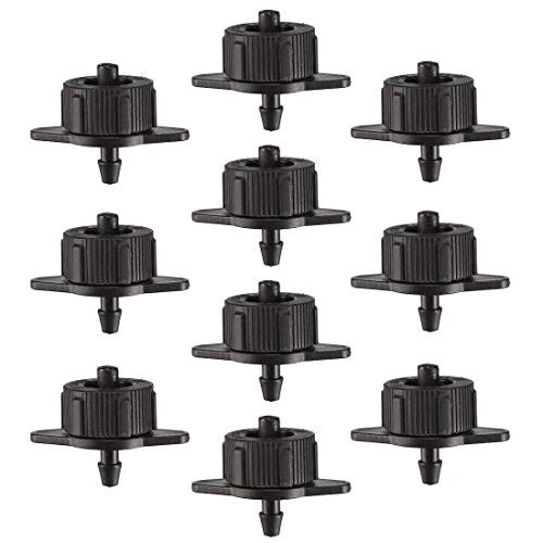 uxcell Pressure Compensating Dripper 1 GPH 4L H Emitter for Garden Lawn Drip Irrigation with Barbed Hose Connector Plastic Black 50pcs