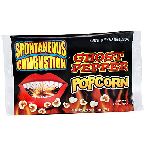 Spontaneous Combustion Ghost Pepper Microwave Popcorn Bags   1 Pack   Ultimate Spicy Gourmet Popcorn   Perfect Hot Movie Theater Popcorn for Home   Try if you dare