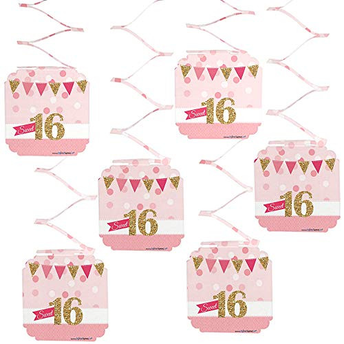 Big Dot of Happiness Sweet 16 - 16th Birthday Party Hanging Decorations - 6 Count Big Dot of Happiness Sweet 16 - 16th Birthday Party Hanging Decorations - 6 Count