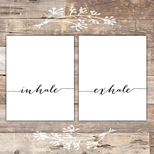 Inhale Exhale Wall Art Prints    Set of 2    Unframed   8x10   Inspirational Wall Art