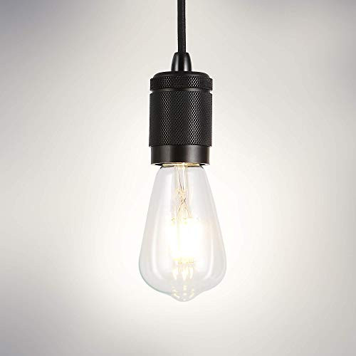 SPARKSOR 1-Light Edison Plug-in Mini Pendant, Thicken Matte Black Finish, Black Design Cloth Cord, 1x E26 60W Bulb (Not Included)