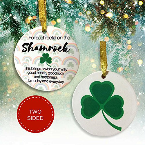 Irish Christmas Ornament - Green Shamrock Design with The Good Luck Quote Printed On - Irish Gifts